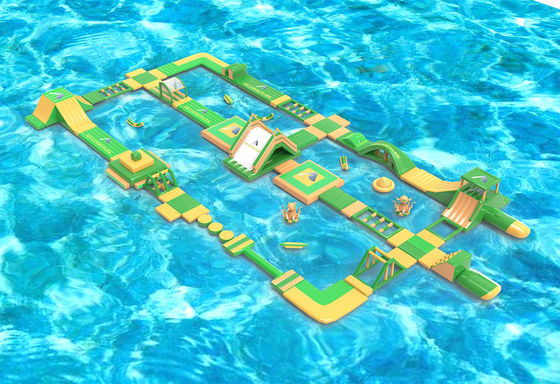 Gelb-Grün PVC aufblasbare Wasserhindernisse Kreis Challange zum Verkauf