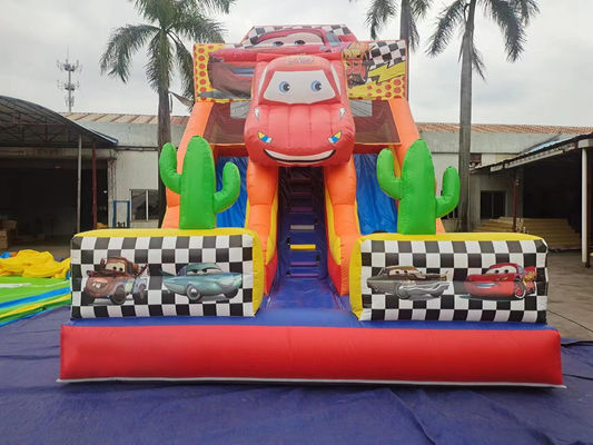 Rennwagen Themen Trocken aufblasbare Rutschen angepasst 8x5x6m