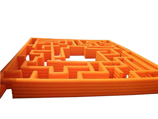 Orange 100 Quadratmeter Außenpark Spielplatz aufblasbares Labyrinth zum Verkauf