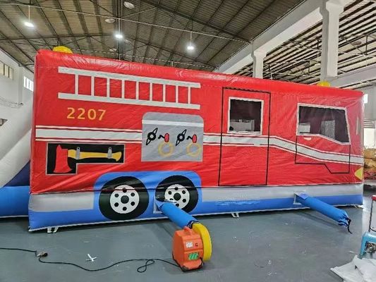 Rot und Blau aufblasbares Auto Sprunghaus Feuerwehrfahrzeug Sprungburg