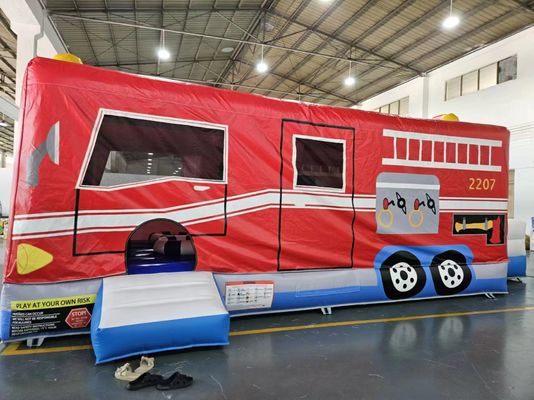 Rot und Blau aufblasbares Auto Sprunghaus Feuerwehrfahrzeug Sprungburg
