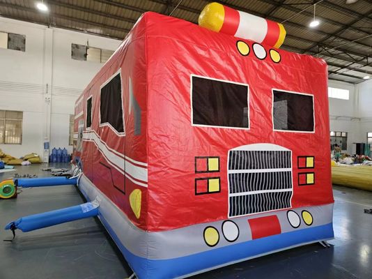 Rot und Blau aufblasbares Auto Sprunghaus Feuerwehrfahrzeug Sprungburg