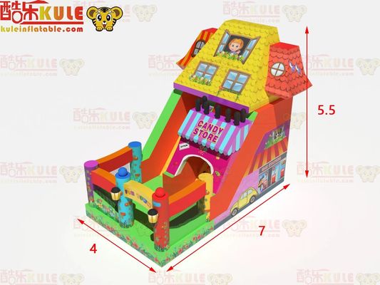 Fun Park Trocken aufblasbare Sprungrutschen mit Süßigkeiten-Shop-Thema