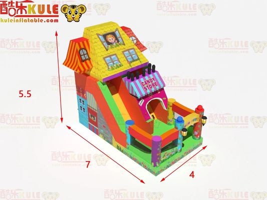 Fun Park Trocken aufblasbare Sprungrutschen mit Süßigkeiten-Shop-Thema