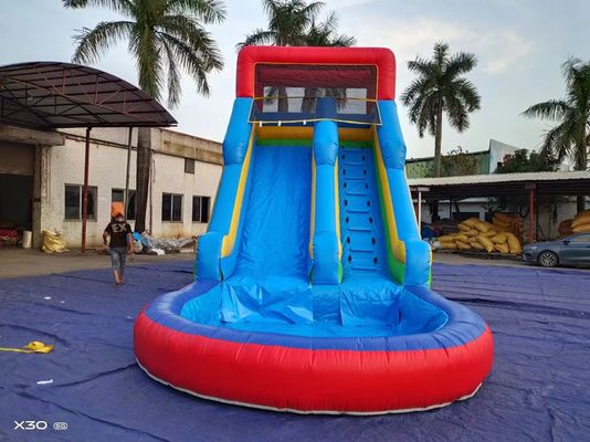 Sommerblau-orange aufblasbare Wasserrutschen mit Pool