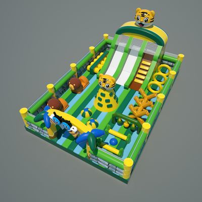 Tiger Castle aufblasbare Sprunghaus Spielplatz (Grün & Gelb)