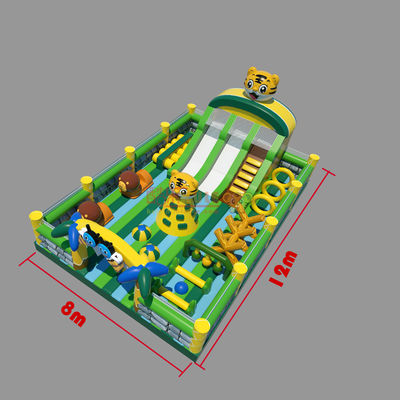 Tiger Castle aufblasbare Sprunghaus Spielplatz (Grün & Gelb)