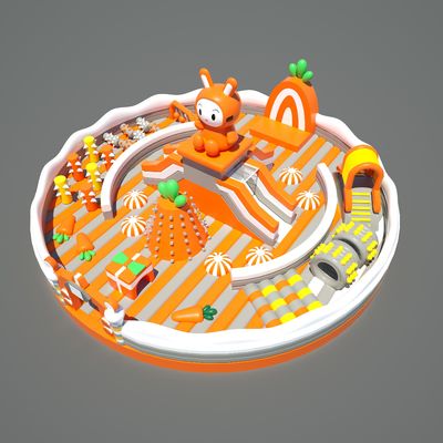Rundkreis Kaninchen aufblasbare Burg (Orange & Weiß & Gelb)