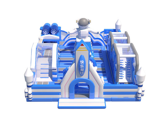 PVC-Platten-Spielplatz aufblasbares Sprunghaus Blau-Weiß für Kinder