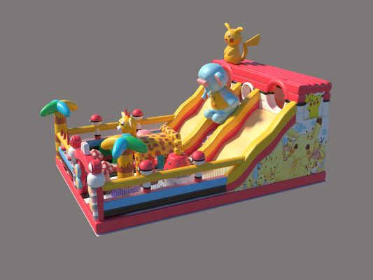 Pikachu-Park kommerzielle aufblasbare Sprungburgen mit großen Rutschen