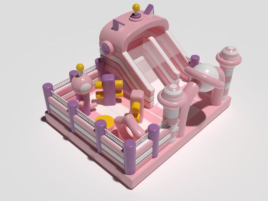 Kleines aufblasbares kommerzielles Sprungschloss Indoor-Spielplatz Rosa & Weiß