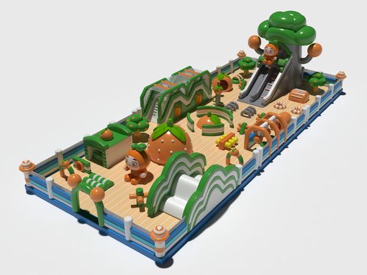 Kinder-Spielplatz Hüpfbar aufblasbare Burgen Grün Orange 28*11*7,3m