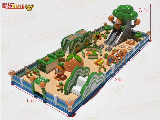 Kinder-Spielplatz Hüpfbar aufblasbare Burgen Grün Orange 28*11*7,3m