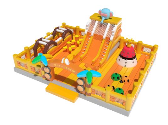 Aufblasbare Zauberburg Sprunghaus Spielplatz Orange Gelb