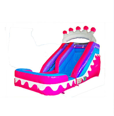 Pink Crown aufblasbare nasse trockene aufblasbare Rutsche mit Pool