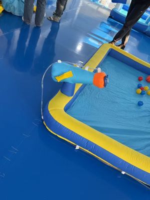 Polyester-Oxford aufblasbare blau-orangefarbene Wasserrutsche für Kinder