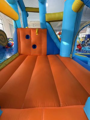 Polyester-Oxford aufblasbare blau-orangefarbene Wasserrutsche für Kinder