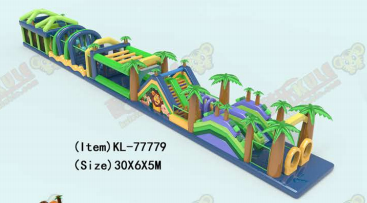 Mehrfarbiger tropischer aufblasbarer Hindernisparcours Abenteuer-Dschungelpfad