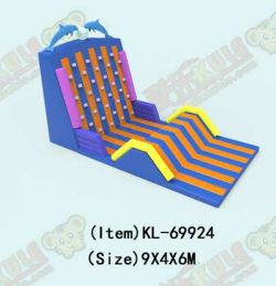 Cheerful Inflatable Climbing Slide Decorated with Dolphin Figures on Top