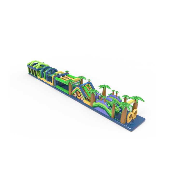 Mehrfarbiger tropischer aufblasbarer Hindernisparcours Abenteuer-Dschungelpfad