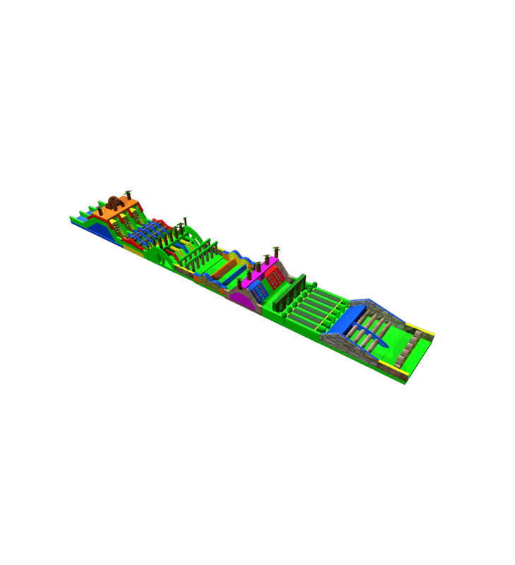 Lebhafter, dynamischer, mehrfarbiger aufblasbarer Hindernisparcours-Spielplatz