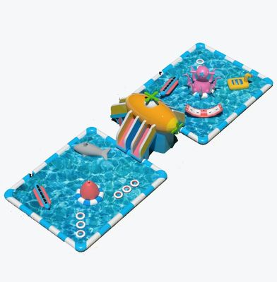 Außen Riesenslide aufblasbarer Wasserpark mit zwei großen Pools